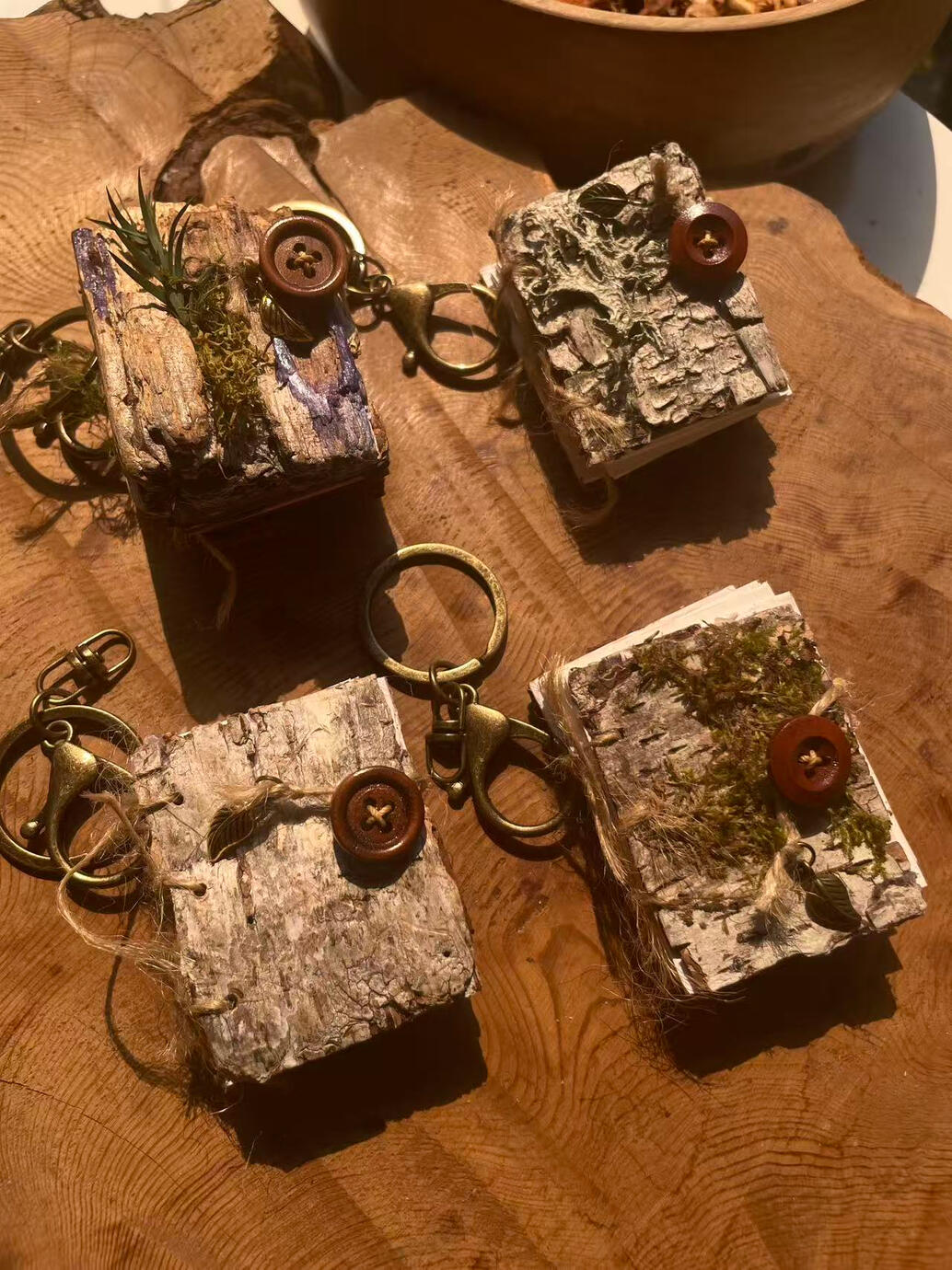 Mini Tree Bark Notebook Keychain